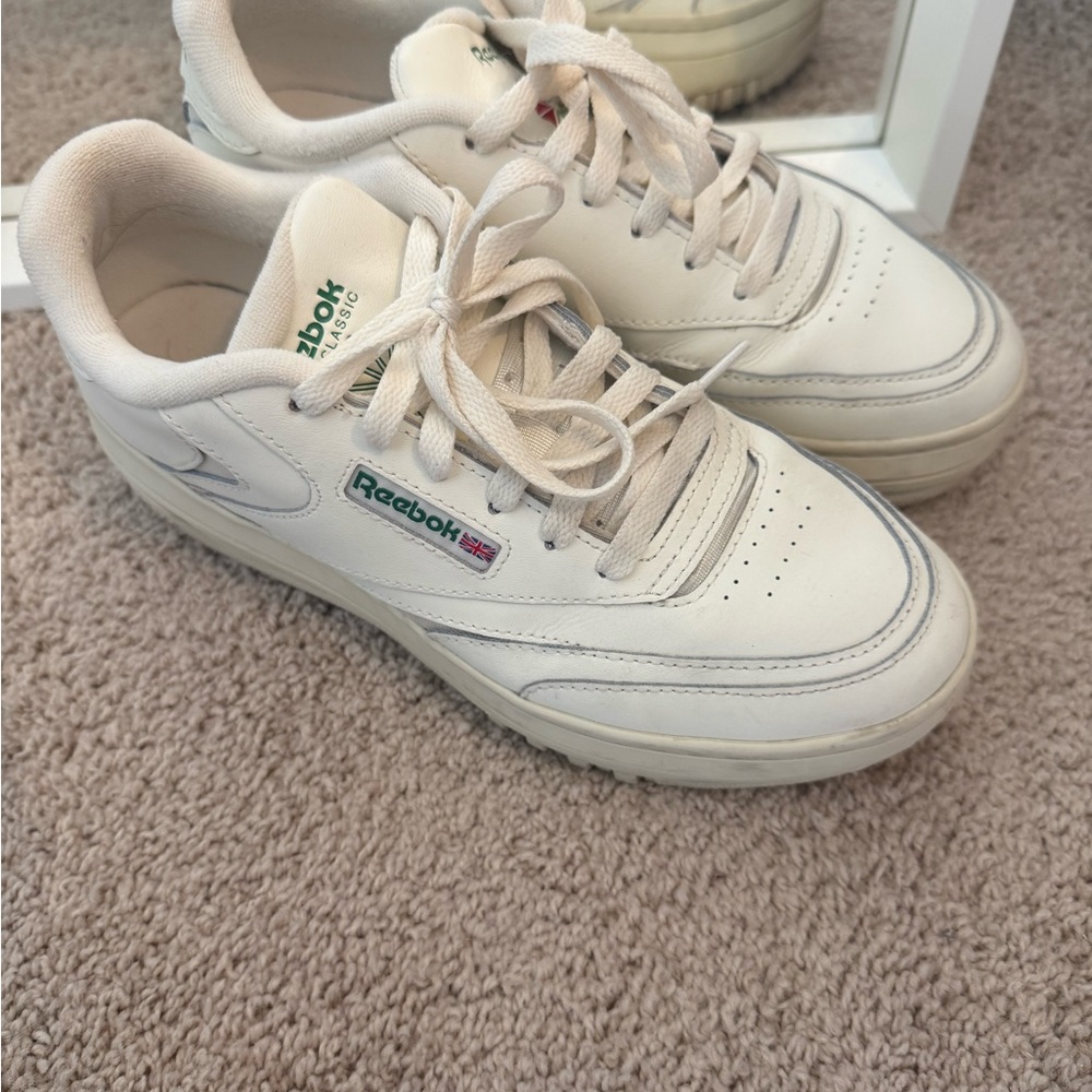 Reebok White Sneakers with Green Accents